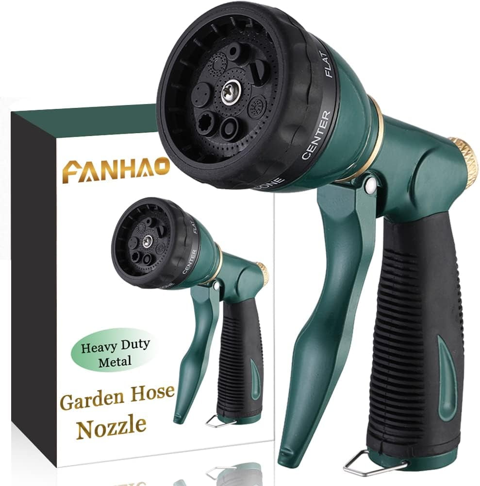 FANHAO Garden Hose Nozzle Sprayer,Heavy Duty Metal with 7 Patterns for