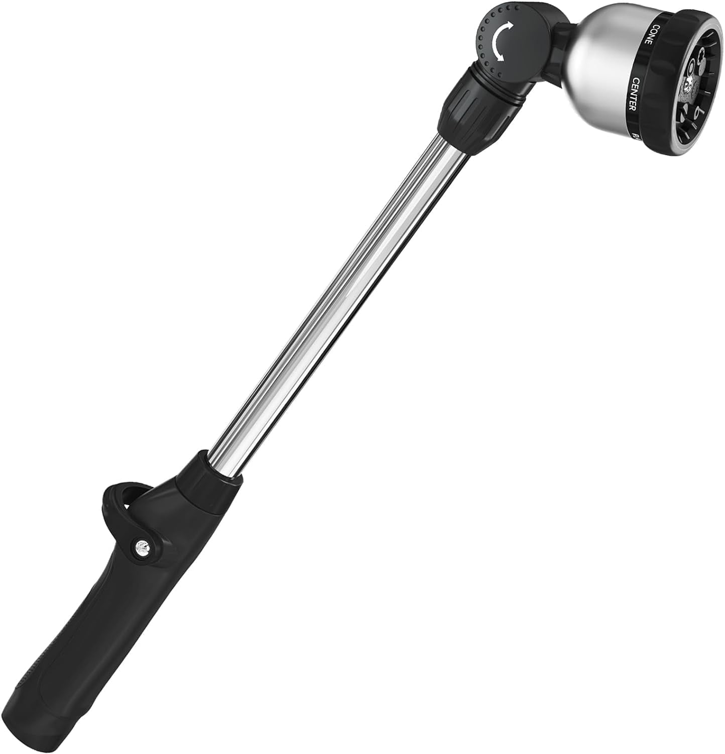 FANHAO Garden Hose Wand 16 inches, Metal Watering Wand with 8 Spray Patterns, 180° Rotating Nozzle