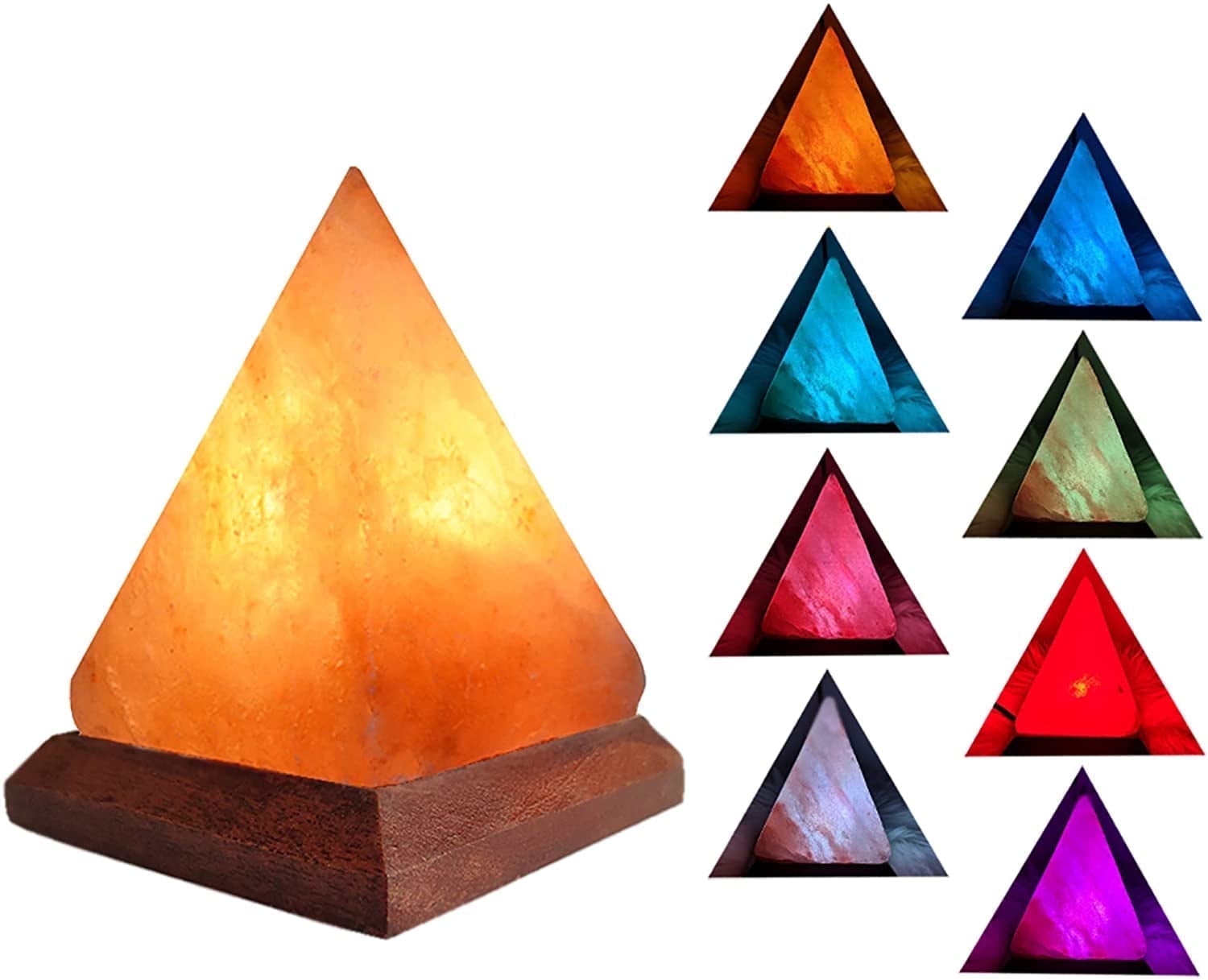 FANHAO Himalayan Pyramid Salt Lamp with LED Lighting, Dimmable, 4.04 in