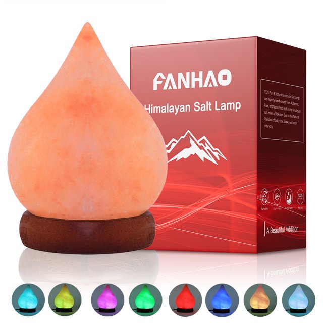 FANHAO Himalayan Salt Lamp, 7 Colors, DropShaped Salt Lamps, LED Bulb