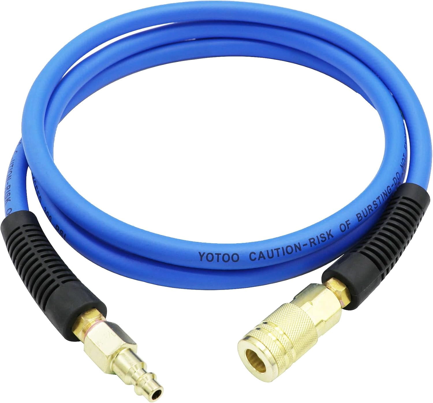 FANHAO Hybrid Lead-In Air Hose 1/4" x 6', 300 PSI Heavy Duty Air Compressor Hose, Lightweight, Kink Resistant, All-Weather Flexibility with 1/4-Inch Industrial Air Fittings and Bend Restrictors, Blue