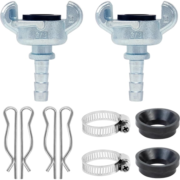 FANHAO Iron Air Hose Fitting, 3/8" Hose Barb 2 Lug Universal Coupling, Chicago Fitting(2-PACK)