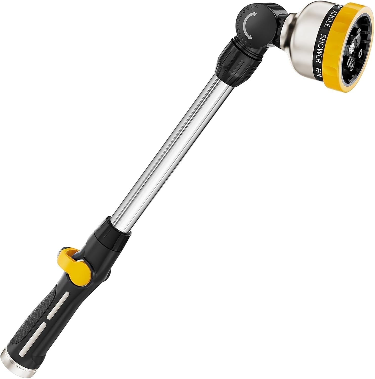 FANHAO Metal Watering Wand with 9 Sprayer Patterns, 16 inch Garden Hose Nozzle Wand for Lawn, Yellow
