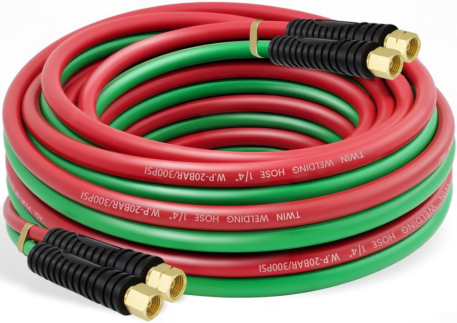 FANHAO Oxygen Acetylene Hose 1/4-Inch × 25 Feet with 9/16"-18 B ...