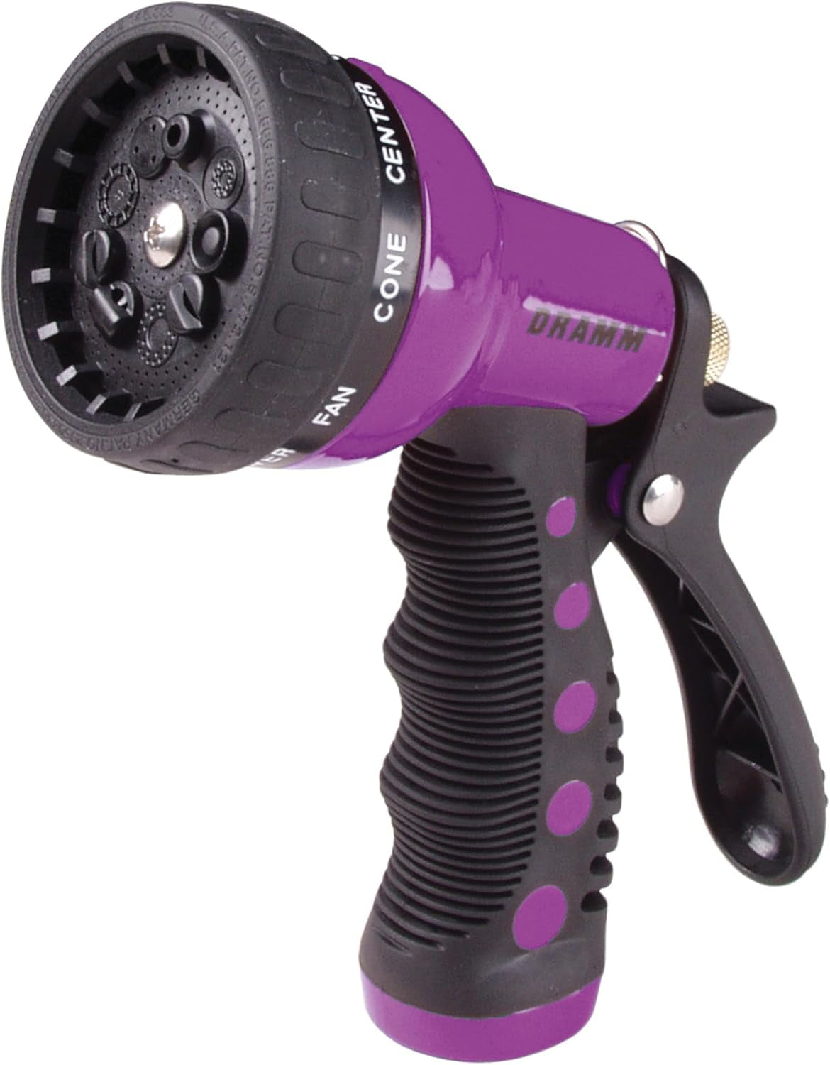 FANHAO Revolver Heavy Duty Metal Garden Hose Nozzle – 9 Spray Patterns, High Pressure Jet, Thumb-Control Flow, Ergonomic Grip – Berry