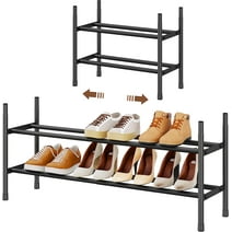 FANHAO Stainless Steel 2-Tier Expandable Shoe Rack - Stores up to 8 Pairs, Stackable Design