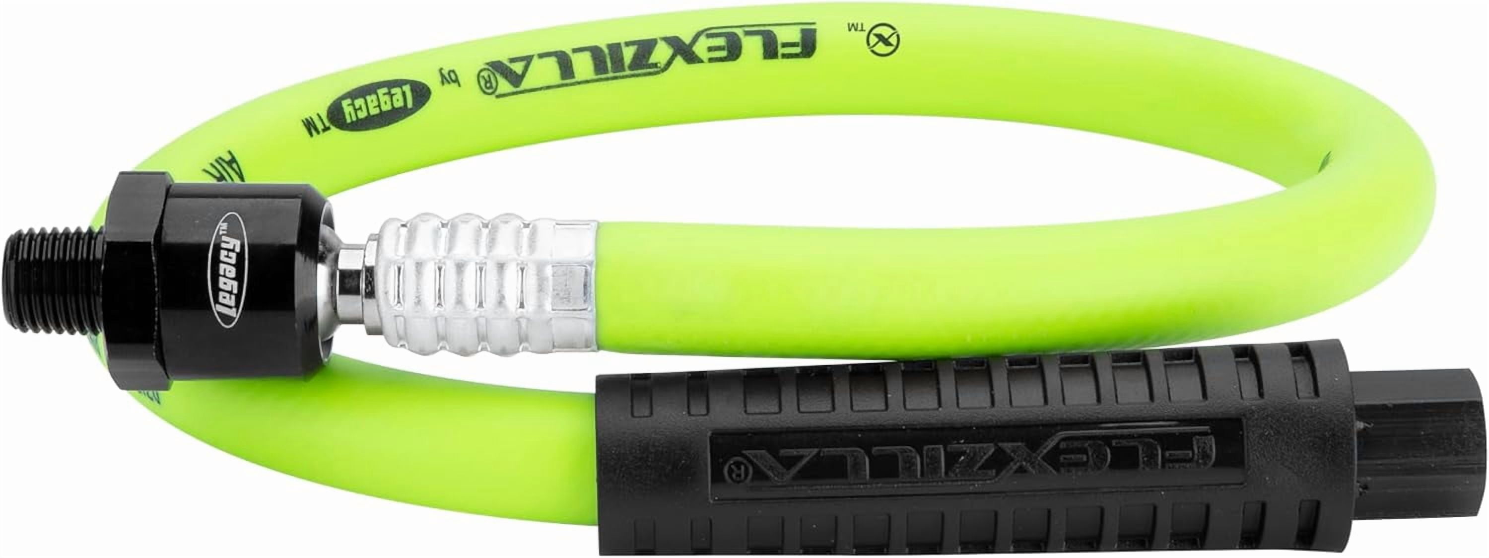 FANHAO Swivel Whip Air Hose, 3/8 in. x 2 ft. (1/4" MNPT Ball Swivel x 1/4" FNPT Ends), Heavy Duty, Lightweight, Hybrid, ZillaGreen - HFZ3802YW2B