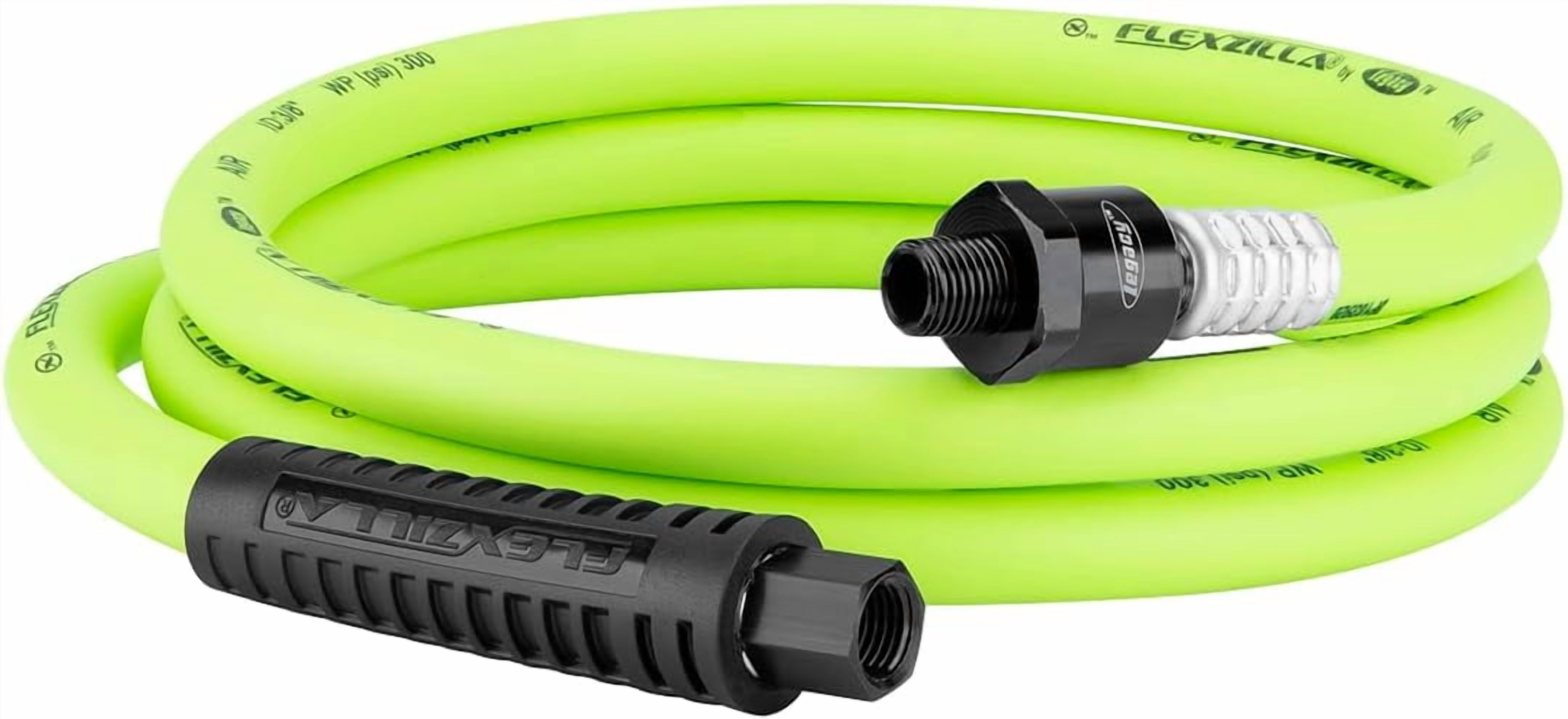FANHAO Swivel Whip Air Hose, 3/8 in. x 6 ft. (1/4" MNPT Ball Swivel x 1/4" FNPT Ends), Heavy Duty, Lightweight, Hybrid, ZillaGreen - HFZ3806YW2B
