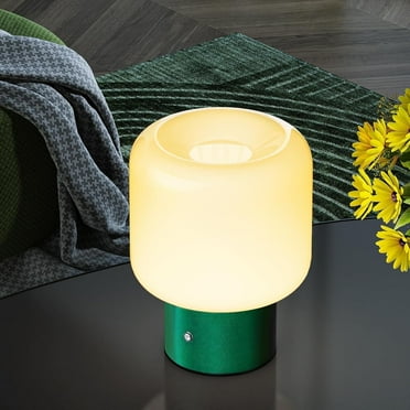 FANHAO Touch Bedside Table Lamp with Glass, 4000mAH, 3-Way Dimmable, Mushroom Lamp for Bedroom