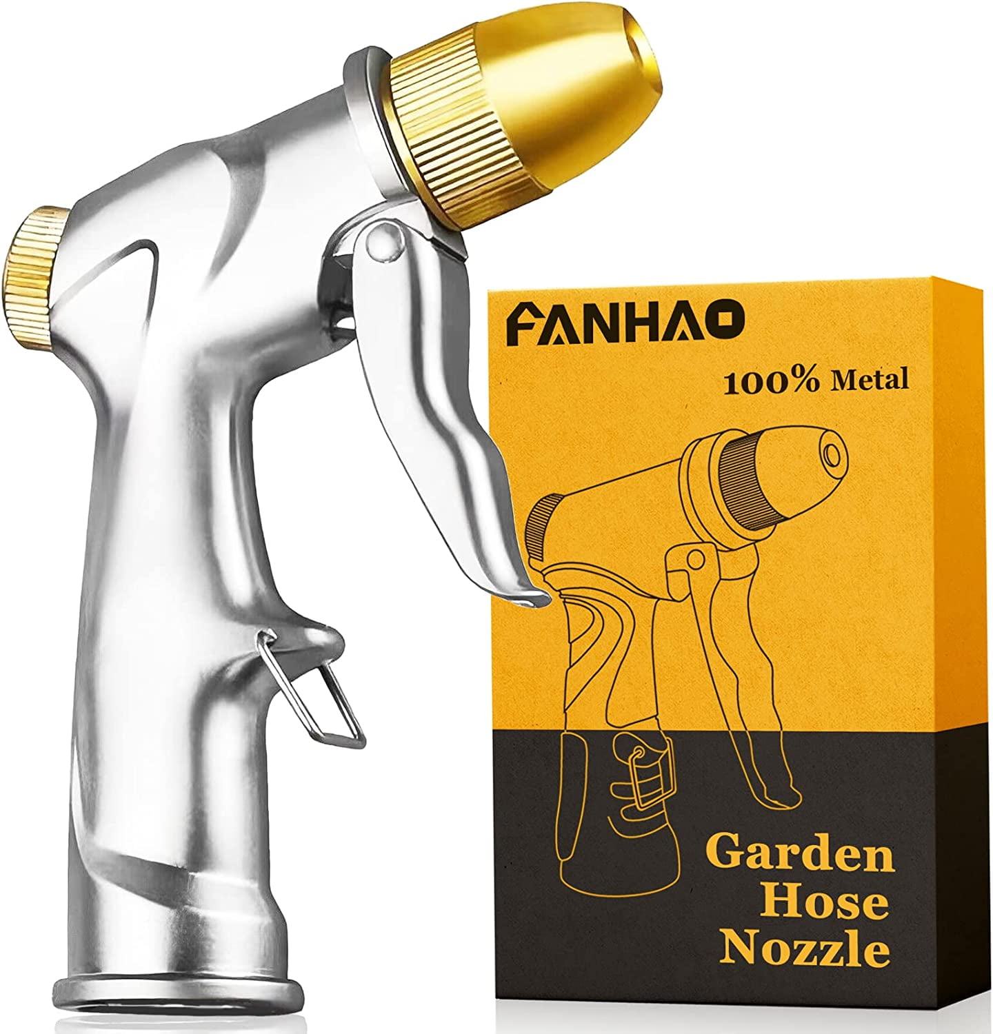 FANHAO Upgrade Garden Hose Nozzle Heavy Duty Metal with 4 Spraying