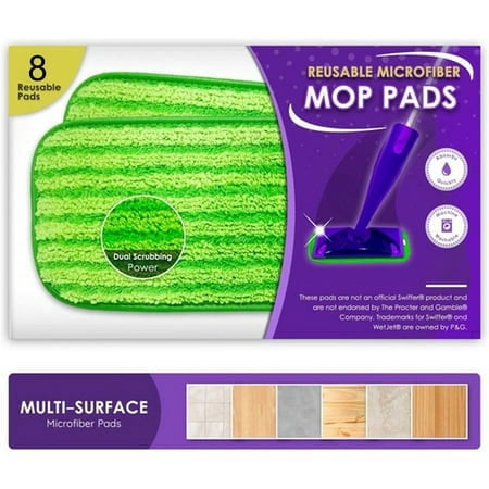 FANJIE 8 Pack Reusable Floor Mop Pads Machine 12 inch Microfiber Mops Refills For Swiffer Wet Jet Pad, Household Cleaning Tools