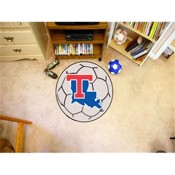 FANMATS 2066 Louisiana Tech Soccer Ball Rug 29 in. diameter