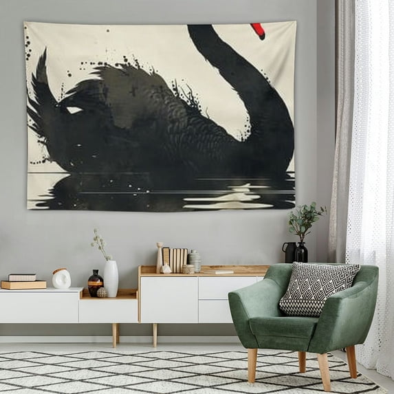 FANNA Black Swan Banksy Symbolism 60x40in Soft Durable Lightweight Tapestry Art for Home Wall Decoration Indoor or Outdoor Hanging 60x40in