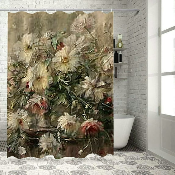 FANNA Flowers Vase Painting Waterproof Shower Curtain Various Sizes Beautiful Chic Modern Bathroom Decor with Hooks 100% Polyester Fiber Home Comforts 60x72