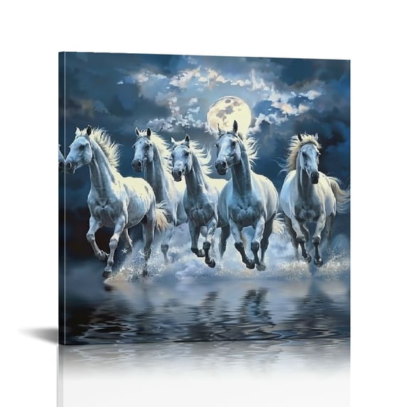 FANNA Lucky Running Wild Horses Art Animal Posters Canvas Poster Bedroom Decor Sports Landscape Office Room Decor Gift 20x20in