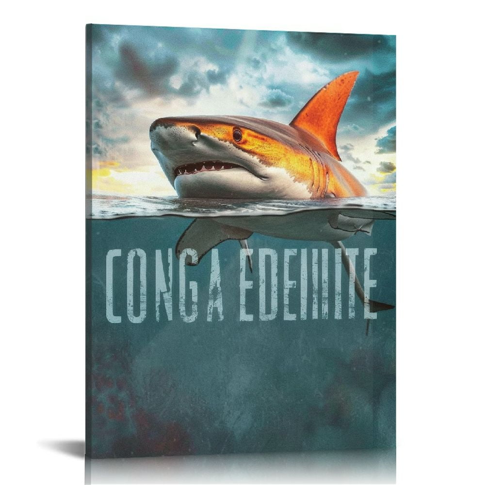 FANNA Motivational Mindset Is Everything Fish Shark Canvas Wall Art Posters Gifts Bedroom