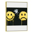 thumbnail image 1 of FANNA Sad Face Smiley Face Silk Screen with Gold Border Decorative Art 12x16in/16x20in Canvas Print for Living Room Bedroom Office Wall Decor 16x20in, 1 of 4