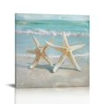 thumbnail image 1 of FANNA Wall Art: Ocean Artwork Starfish Seashell &amp; Sand Dollar Pictures Prints Seascape Wall Decor for Bedroom 20x20in, 1 of 5
