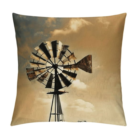 FANNA Windmill Clouds Sky Short Plush Pillowcase 1 Piece Set for Living Room Bedroom Outdoor Garden Sofa Decoration Aesthetic Decorative All Year Round Pillow Case 1PC 24x24in
