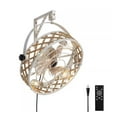 thumbnail image 1 of FANNEHONNE 20 in. Bohemian Indoor White Wall Mount Caged Ceiling Fan with Light and Remote, Reversible for Garage, Office, 1 of 9