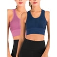 thumbnail image 1 of FANNYC 1/2 Pack Women's Seamless High Impact Sports Bras Mesh Openwork Racerback Sports Bra Removable Pad Longline Yoga Bras Crop Top Running Gym Workout Bras, 1 of 7