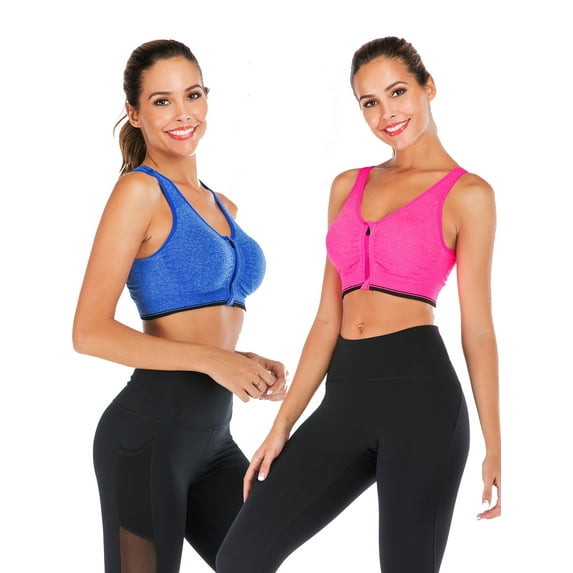 FANNYC 1-3 Pack Women's Zipfront Seamless Padded Racerback Sports Bra Running Gym Yoga Fitness High Impack Tops Tank