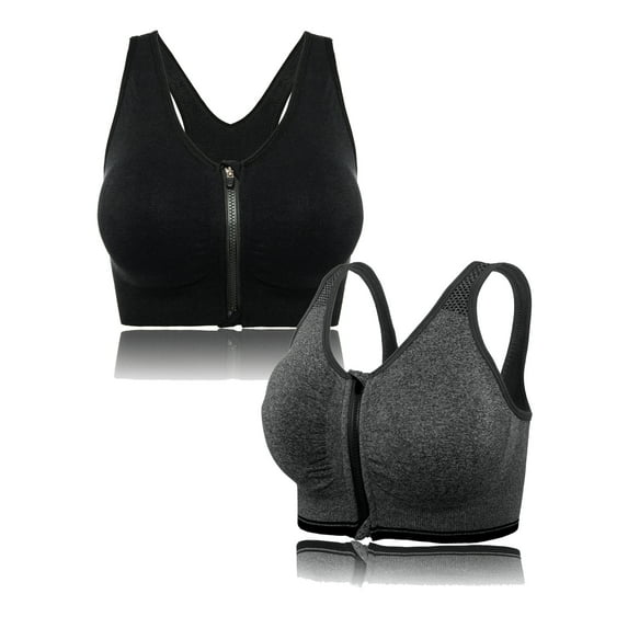 FANNYC 1-3 Pack Women's Zipfront Seamless Padded Racerback Sports Bra Running Gym Yoga Fitness High Impack Tops Tank