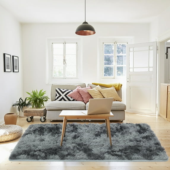 FANNYC 5 Sizes Living Room Rugs Soft Fluffy Fuzzy Area Rug Indoor Anti-Slip Carpet Floor Mat Modern Luxury Rectangle Rugs Pads Plush Shaggy Rugs For Bedroom Bedside