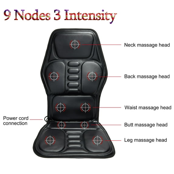 FANNYC Car Seat Massage Chair Cushion Shiatsu Neck Back Massager Heating Vibration,Adjustable Speed/Intensity/Position Suitable For Home/Offic/Car/Seat-3 Intensity 9 Nodes