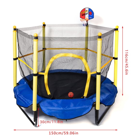 FANNYC Children's Trampoline Sports Protective Net With Basketball Stand For Safe Fitness