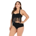thumbnail image 1 of FANNYC Classic Halter Bikini Tassel Fringe Swimsuit Set For Women Plus Size Vintage Sexy Padded High-Waist Bikini Swimwear Swimsuit, 1 of 7