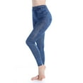 thumbnail image 1 of FANNYC Leggings For Women Fake Jeans Denim Print Elastic Pencil Jeans Render Pants High Waist Jeggings Sports Trousers Tummy Control Long Tights, 1 of 7