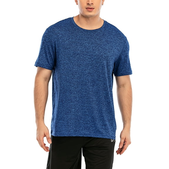 FANNYC Men's Muscle Tee Shirt Round Neck Sports Short Sleeve elasticity Gym Shirt