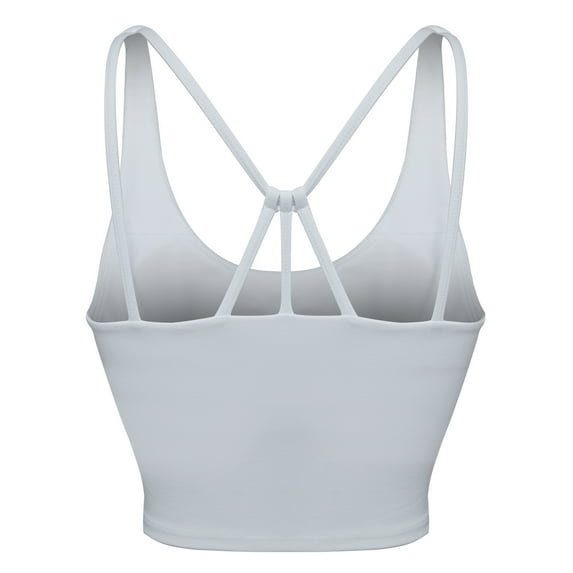 FANNYC Sports Bra for Women Criss-Cross Back Strappy Longline Sports Bras Medium Support Yoga Workout Bra with Removable Cups