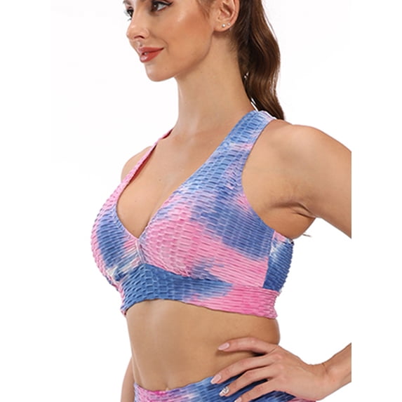 FANNYC Sports Bras For Women High Support Padded Sports Bras Wirefree Criss-Cross Back Yoga Bras Gather Stretch Workout Activewear Top Bras With Removable Cups