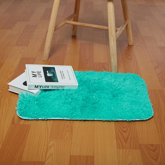 FANNYC Square Bathroom Area Rug Non-Slip Fluffy Shaggy Carpet Kitchen Bedroom Living Room Floor Protectors Mat Entrance Door Pad Solid Color Modern Style Carpet,15.7''x23.6''