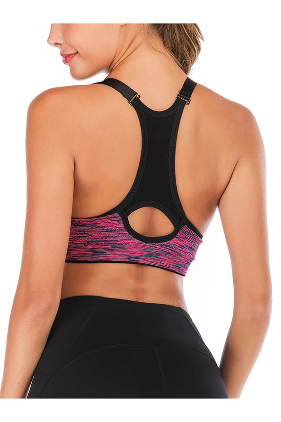 Women 1 Pack Adjustable Strap and Removable Pad Tank Top Fitness Racerback Longline Sports Bra No Zip