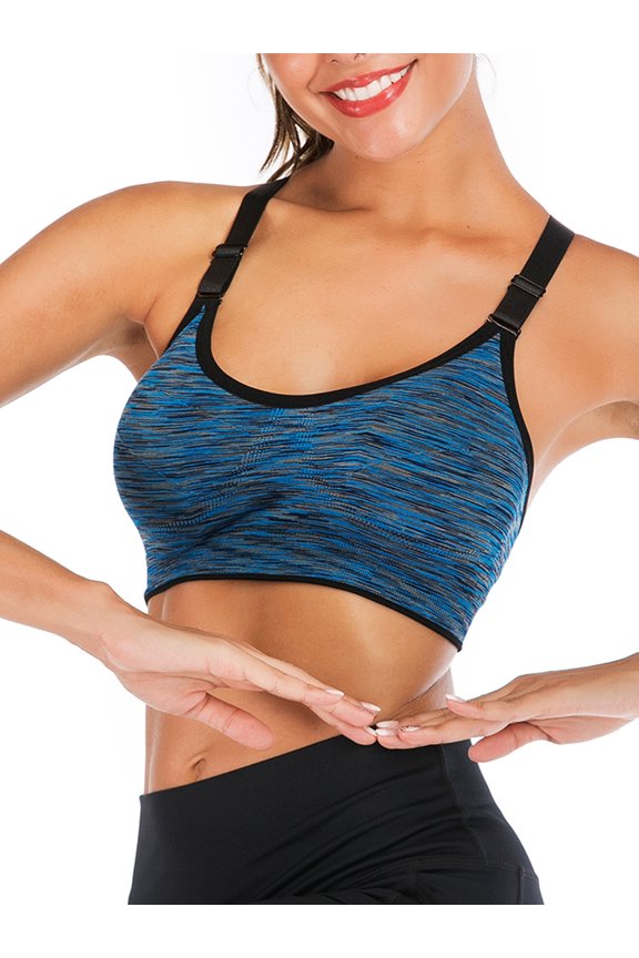 Women 1 Pack Adjustable Strap and Removable Pad Tank Top Fitness Racerback Longline Sports Bra No Zip