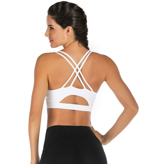 FANNYC Women Criss Cross Back Sports Bra Fitness Yoga Strappy Longline Crop Tank Top Beauty Back Yoga Running Active Gym Workout Fitness Bras