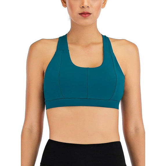 FANNYC Yoga Sports Adjustable Strappy Bra for Women Criss Cross Wirefree Bras Medium Support Yoga Workout Bra with Removable Cups
