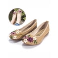 thumbnail image 1 of FANNYC Women's Ethnic Style Casual Fit Flat Office Shoes Non-Slip Flat Walking Shoes with Delicate Embroidery Flower Slip On Flats Shoes Round Toe Ballet Flats (4-10 Size), 1 of 7