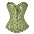 thumbnail image 1 of FANNYC Women 's Floral Lace Overbust Corset Bustier Waist Cincher Body Shaper Boned Firm Control Shapewear Top With G-String Size S-6XL, 1 of 7
