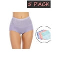 thumbnail image 1 of FANNYC Women's High Waisted Cotton Underwear Ladies Soft Full Coverage Briefs Panties Stretch Breathable Underpants 5 Pack, 1 of 7