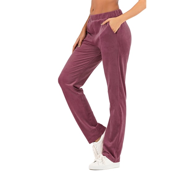 FANNYC Women's Winter Velvet Tracksuit Yoga Jogging Sports Pants Soft Velour Sweatpants Loose Casual Activewear Pants Outdoor Recreation Outwear Trousers With Pocket