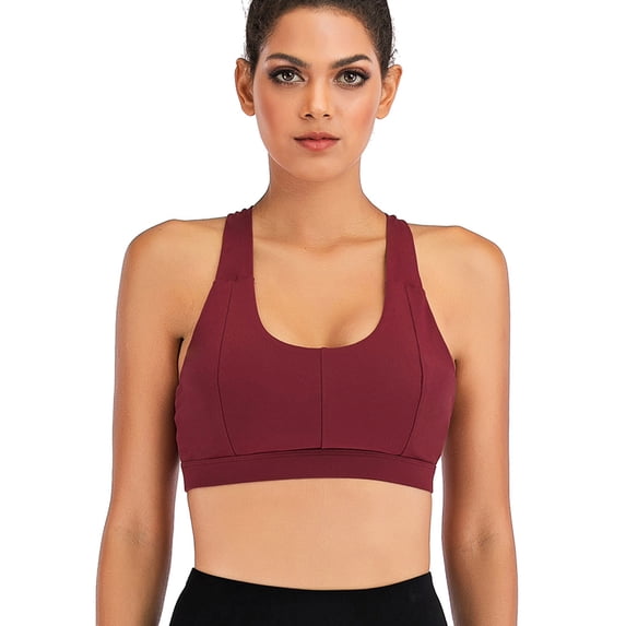 FANNYC Women's Yoga Criss Cross Back Sports Bra Medium Support Impact Strappy Longline Sports Bras Padded Workout Yoga Running Active Gym Tank Tops Bras With Removable Cups