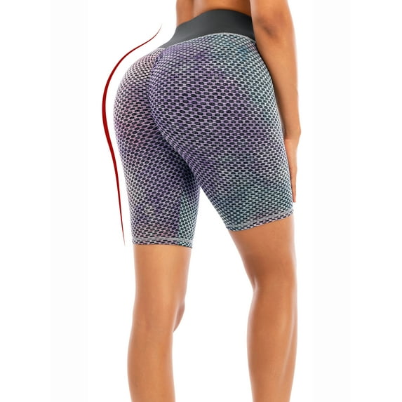 FANNYC Women's Yoga Sports Shorts Tights Leggings Tie Dye High Waist Bike Shorts Tummy Control Athletic Workout Running Shorts Half Pants Trousers Leggings