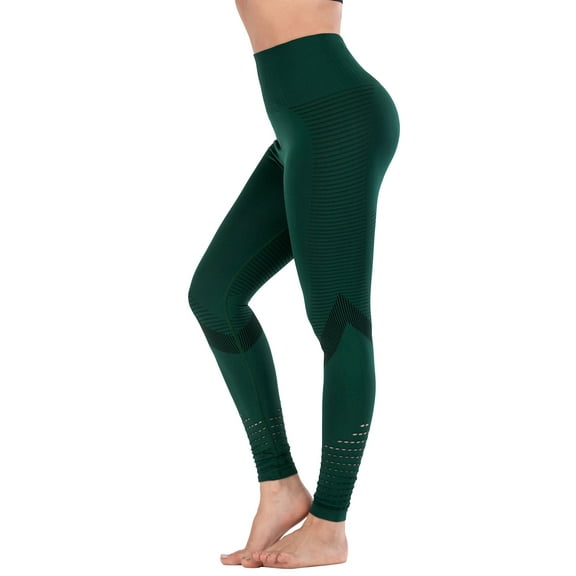FANNYC Women's Yoga Trousers High-Waist Elastic Leggings Control Abdomen Hip-Lifting Biker Pants Gym Workout Running Pants,S-XL,Black/Green/Gray