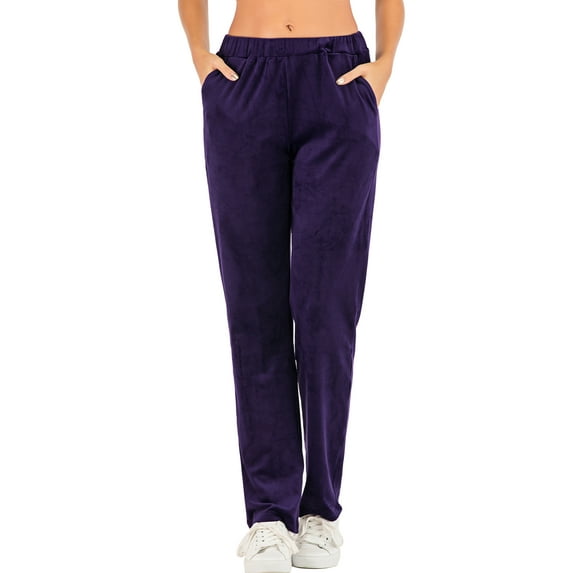 FANNYC Womens Solid color Velour Pants Tracksuits Yoga Activewear Casual Running Sport Sweatpants