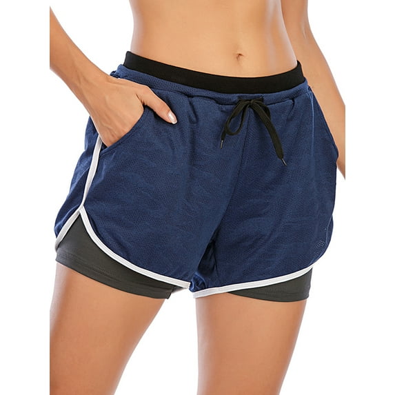 FANNYC YOGA Shorts Quick-Dry Loose Running Shorts Women Sports Workout Shorts Gym Athletic Shorts Double Deck Trousers With Pockets