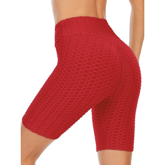 FANNYC Yoga Shorts For Womens High-Waist Quick-Drying Sports Shorts Workout Running Trousers Control Abdomen Butt Lift Yoga Half Pants, Black/Gray/Green/Navy/Red